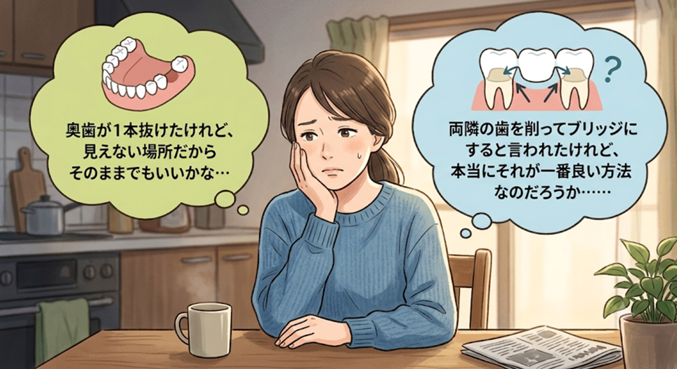 女性が悩んでいるイラスト